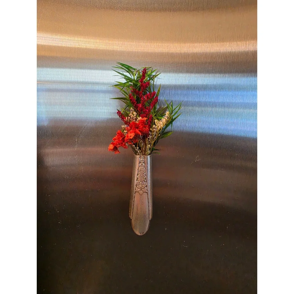 Vintage Silverplated hallow knife Handle Magnetic Bud Vase Floral Rose Decor